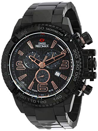 Swiss Precimax Men's SP13245 Forge Pro Black Dial Black Stainless-Steel Band Watch