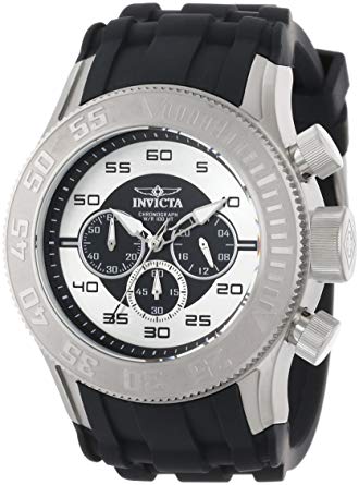 Invicta Men's 14974 Pro Diver Chronograph Black Silver Dial Black Silicone Watch