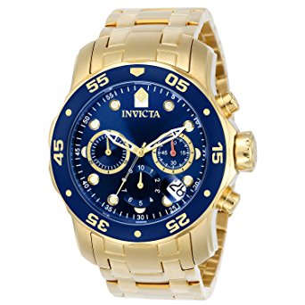 Invicta Men's 0073 Pro Diver Collection Chronograph 18k Gold-Plated Watch with Link Bracelet