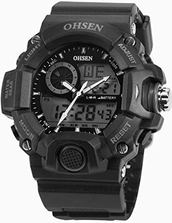 Men's LCD Dual Core Digital Date Analog Stopwatch Waterproof Sport Rubber Watch OHS215