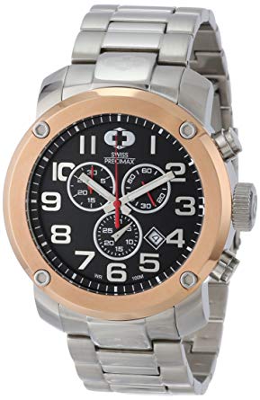 Swiss Precimax Men's SP13020 Marauder Pro Black Dial with Silver Stainless Steel Band Watch