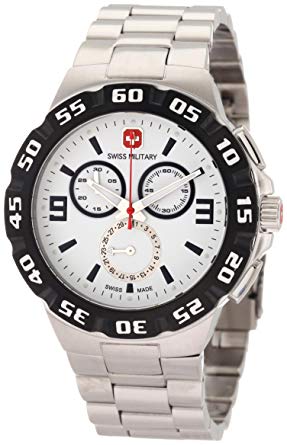 Swiss Military Calibre Men's 06-5R2-04-001 Racer Chronograph White Dial Steel Bracelet Watch