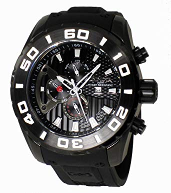 Men's Sea Thuner Stainless Steel Case Rubber Strap Day Date and Month Displays