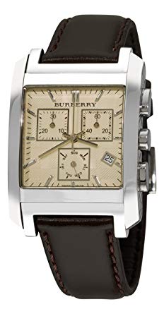 Burberry Men's BU1565 Square Ivory Chronograph Dial Leather Strap Watch