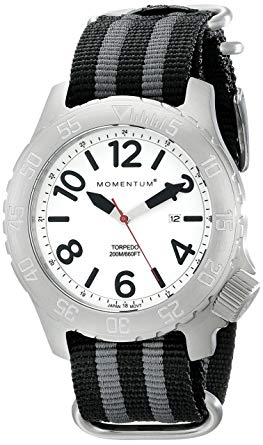 Men’s Sports Watch | Torpedo Dive Watch by Momentum | Stainless Steel Watches for Men | Analog Watch with Japanese Movement | Water Resistant (200M/660FT) Classic Watch - Lume/1M-DV74L7S