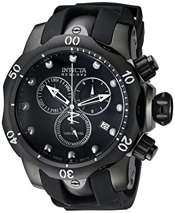 Invicta Men's 6051 Venom Reserve Black Stainless Steel Watch with Polyurethane Band