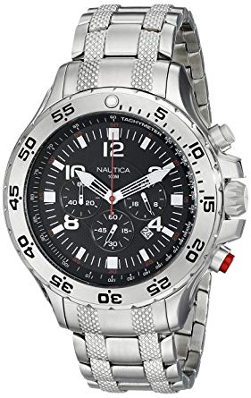 Nautica Watches Mens NST Stainless Steel Chronograph Watch