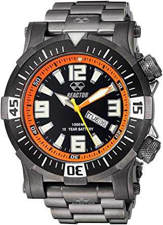 REACTOR Men's 'Poseidon' Quartz and Stainless-Steel-Plated Diving Watch, Color:Black (Model: 55601)