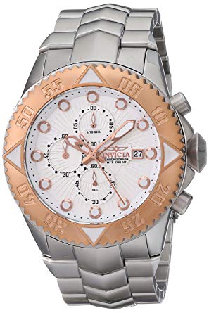 Invicta Men's 13101 Pro Diver Chronograph Silver Textured Dial Stainless Steel Watch