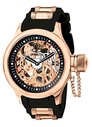 Invicta Men's 1090 Russian Diver Rose Gold-tone Stainless Steel Skeleton Watch