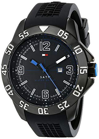 Tommy Hilfiger Men's 1790983 Cool Sport Black Ion-Plated Case Black Silicone Strap Watch